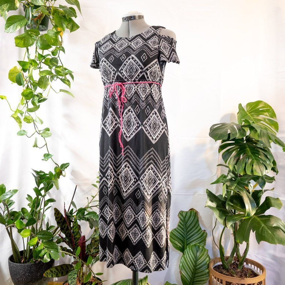 Trixxi Three Pink Hearts Tribal Dress, Leather Belt, Size 10